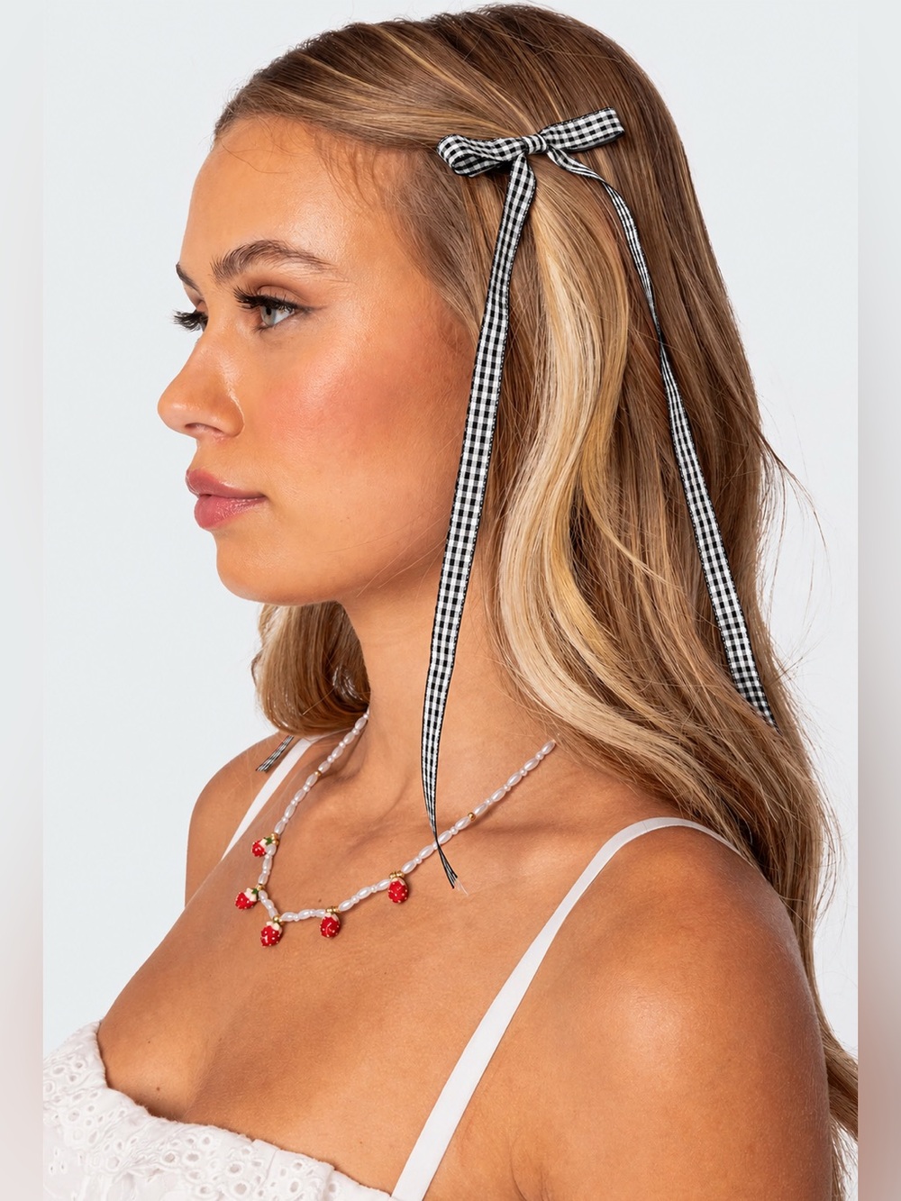 Gingham Ribbon Hair Bow